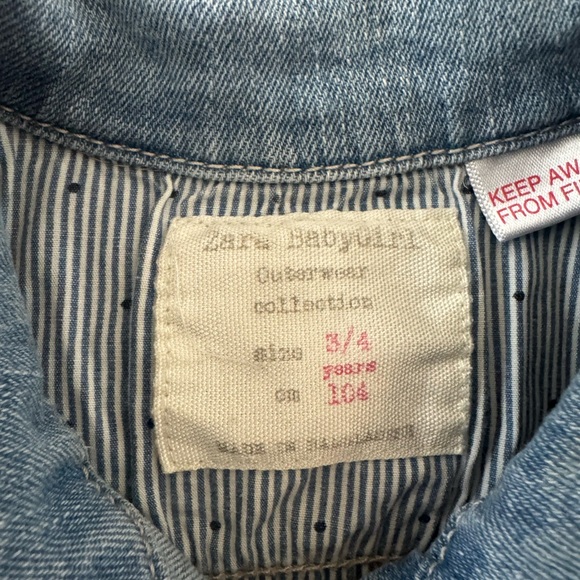 Zara Toddler Girls Jean Jacket Size 3-4 - Picture 3 of 5